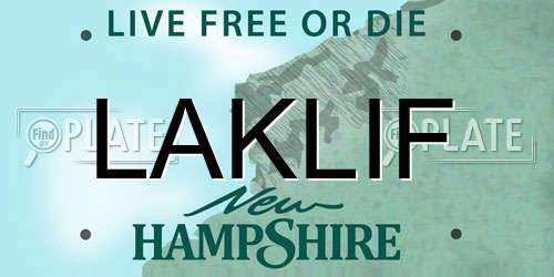LAKLIF New Hampshire License Plate