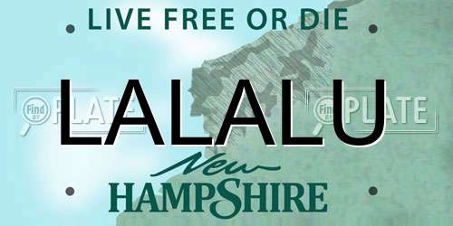 LALALU New Hampshire License Plate