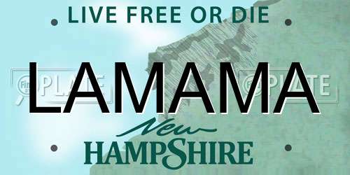 LAMAMA New Hampshire License Plate