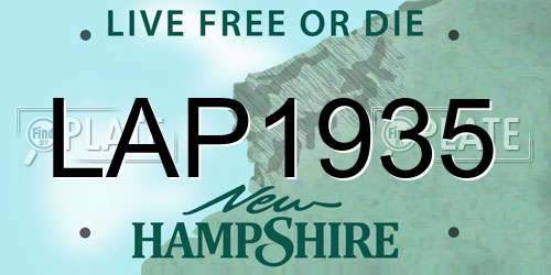 LAP1935 New Hampshire License Plate