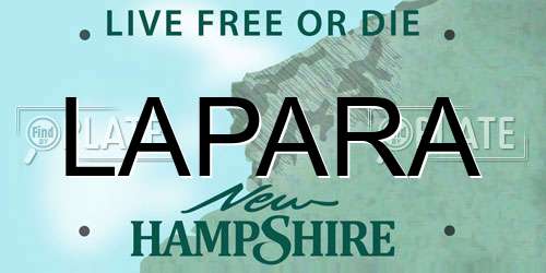 LAPARA New Hampshire License Plate