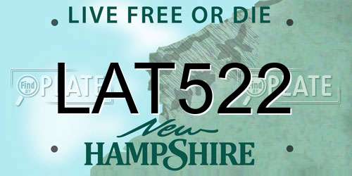 LAT522 New Hampshire License Plate