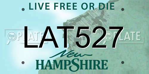 LAT527 New Hampshire License Plate
