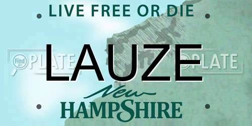 LAUZE New Hampshire License Plate