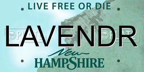 LAVENDR New Hampshire License Plate