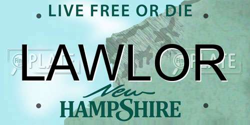 LAWLOR New Hampshire License Plate