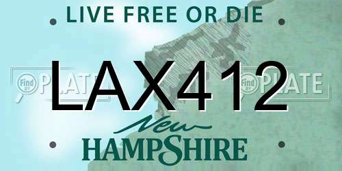 LAX412 New Hampshire License Plate
