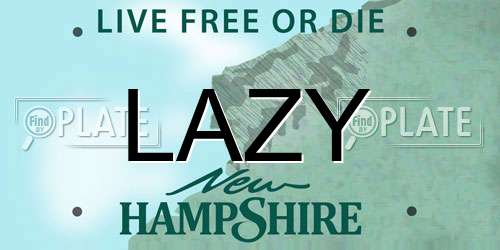LAZY New Hampshire License Plate