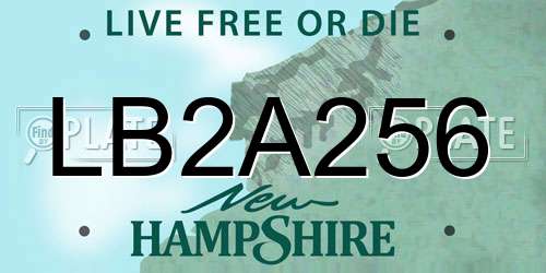 LB2A256 New Hampshire License Plate