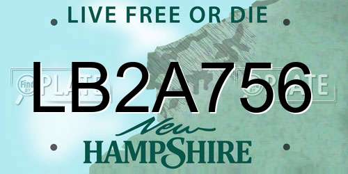 LB2A756 New Hampshire License Plate