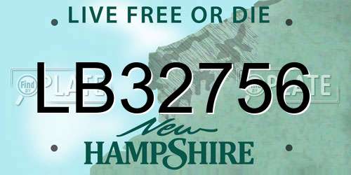 LB32756 New Hampshire License Plate