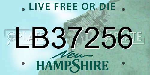 LB37256 New Hampshire License Plate