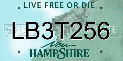 LB3T256 New Hampshire License Plate