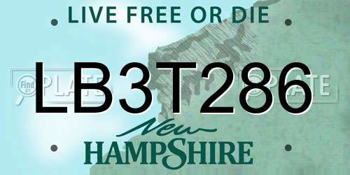 LB3T286 New Hampshire License Plate