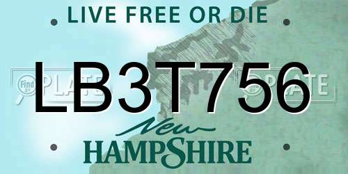 LB3T756 New Hampshire License Plate