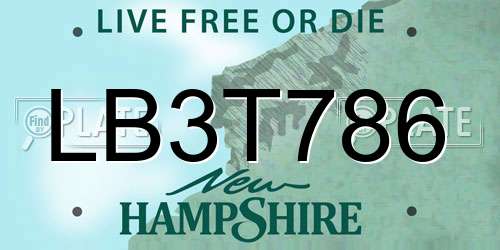 LB3T786 New Hampshire License Plate