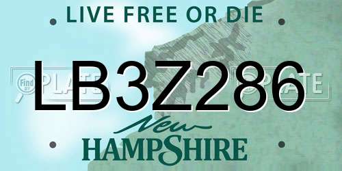 LB3Z286 New Hampshire License Plate