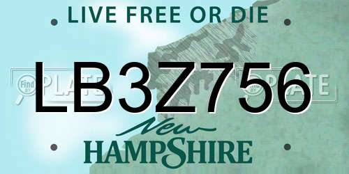 LB3Z756 New Hampshire License Plate