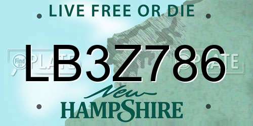 LB3Z786 New Hampshire License Plate