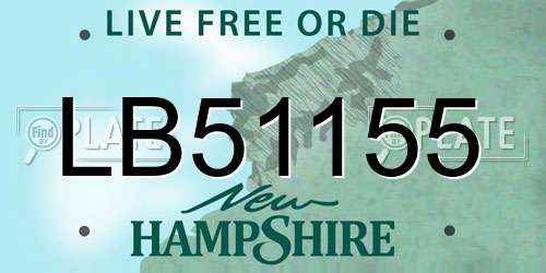 LB51155 New Hampshire License Plate