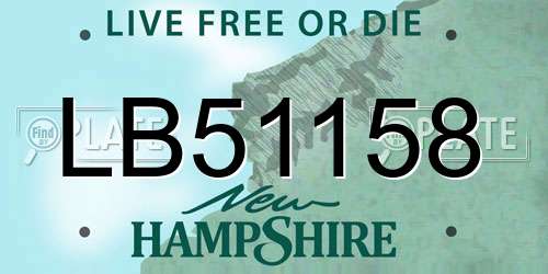 LB51158 New Hampshire License Plate