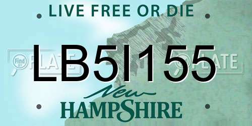 LB5I155 New Hampshire License Plate