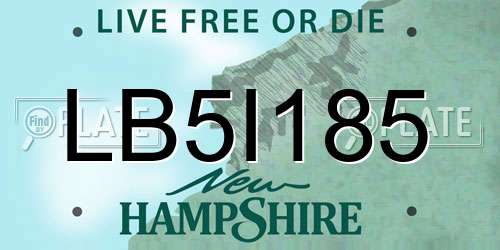 LB5I185 New Hampshire License Plate