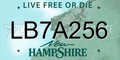 LB7A256 New Hampshire License Plate