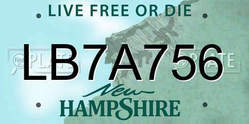 LB7A756 New Hampshire License Plate