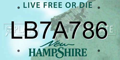 LB7A786 New Hampshire License Plate