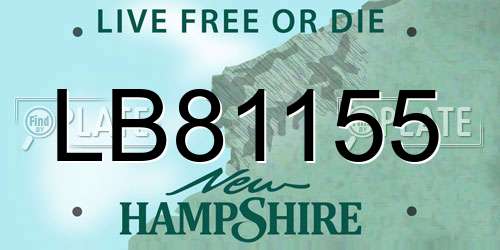 LB81155 New Hampshire License Plate