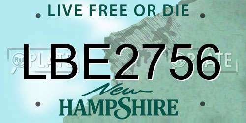LBE2756 New Hampshire License Plate