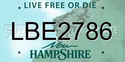 LBE2786 New Hampshire License Plate