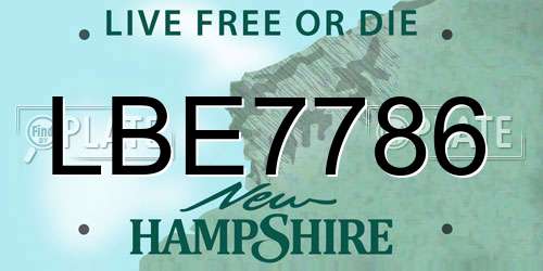 LBE7786 New Hampshire License Plate
