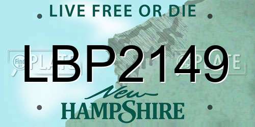 LBP2149 New Hampshire License Plate