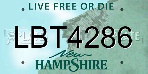 LBT4286 New Hampshire License Plate