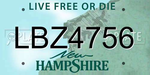 LBZ4756 New Hampshire License Plate