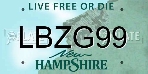 LBZG99 New Hampshire License Plate