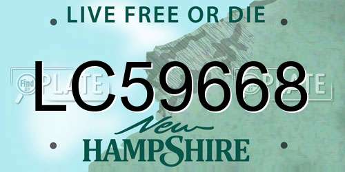 LC59668 New Hampshire License Plate