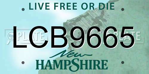 LCB9665 New Hampshire License Plate