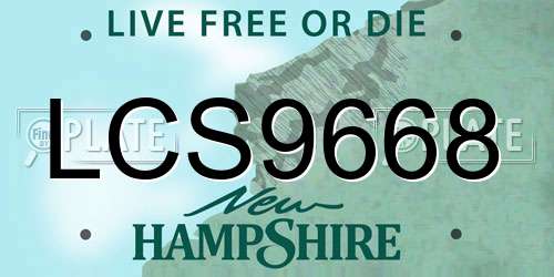 LCS9668 New Hampshire License Plate