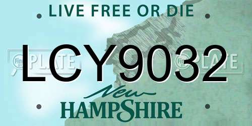LCY9032 New Hampshire License Plate