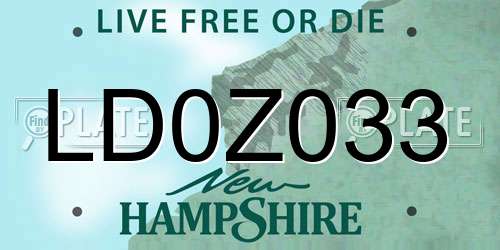 LD0Z033 New Hampshire License Plate