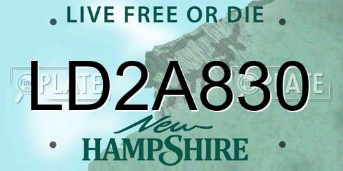 LD2A830 New Hampshire License Plate