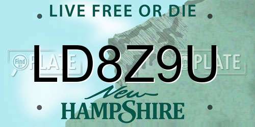 LD8Z9U New Hampshire License Plate
