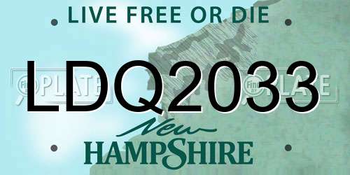 LDQ2033 New Hampshire License Plate