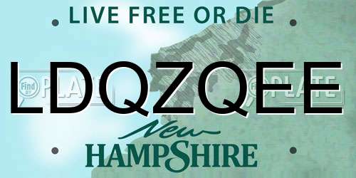 LDQZQEE New Hampshire License Plate