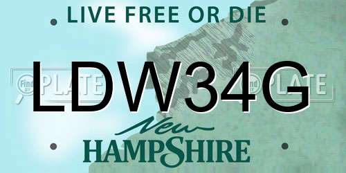 LDW34G New Hampshire License Plate