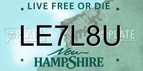 LE7L8U New Hampshire License Plate