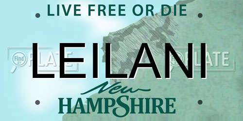 LEILANI New Hampshire License Plate